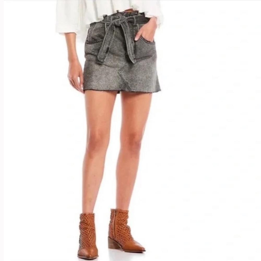 NWT Free People Skirt Denim Skirt Belted Skirt Size 25